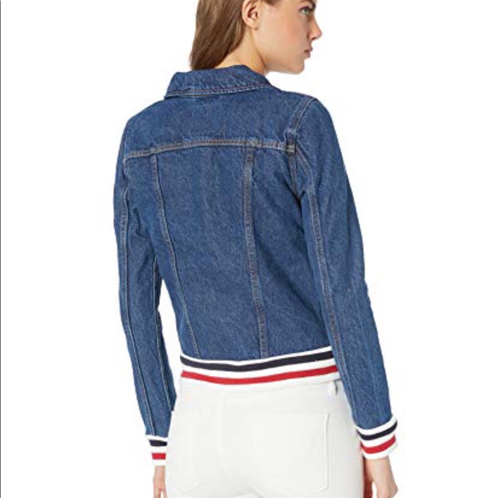 NWT Levi’s Rib Trim Trucker Varsity Denim Jean Jacket Brick/Mortar NEW - Picture 9 of 16